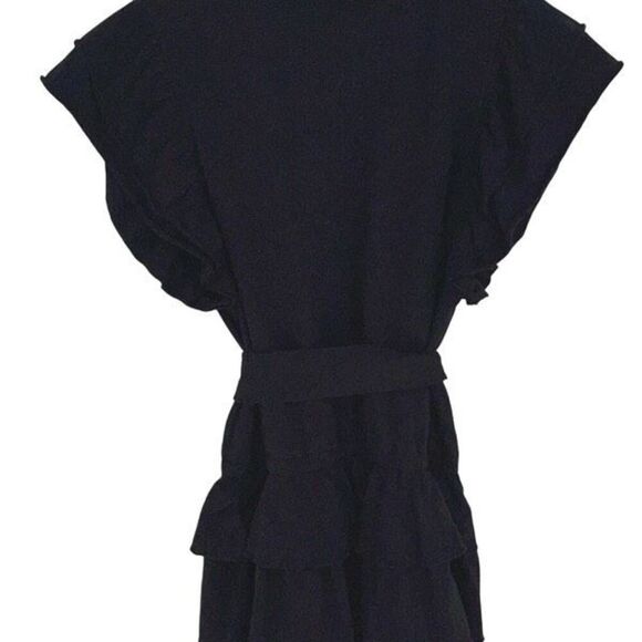 Sundays Womens June Flutter Sleeve Ruffle Tiered Mini Dress Black Size Small - Picture 6 of 11